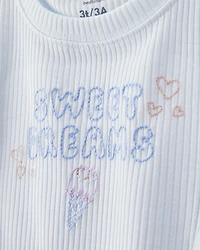 Toddler Girl Ice Cream Print Loose Fit 2-Piece Pyjamas - Blue
