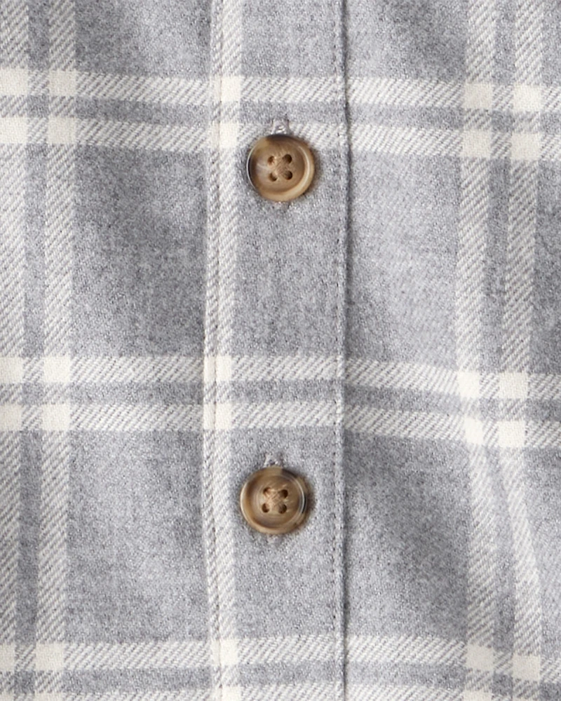 Baby Boy 3-Piece Plaid Shacket Outfit Set