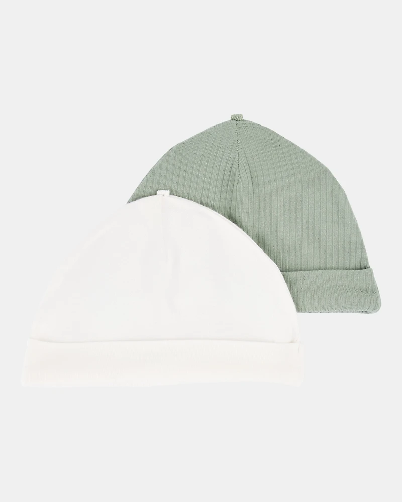 Baby 2-Pack PurelySoft Caps - Green/White
