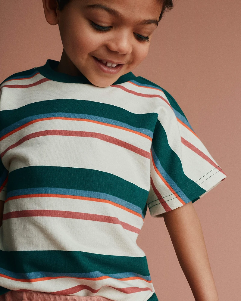 Toddler Dolman Tee Stripes - Green/Cream