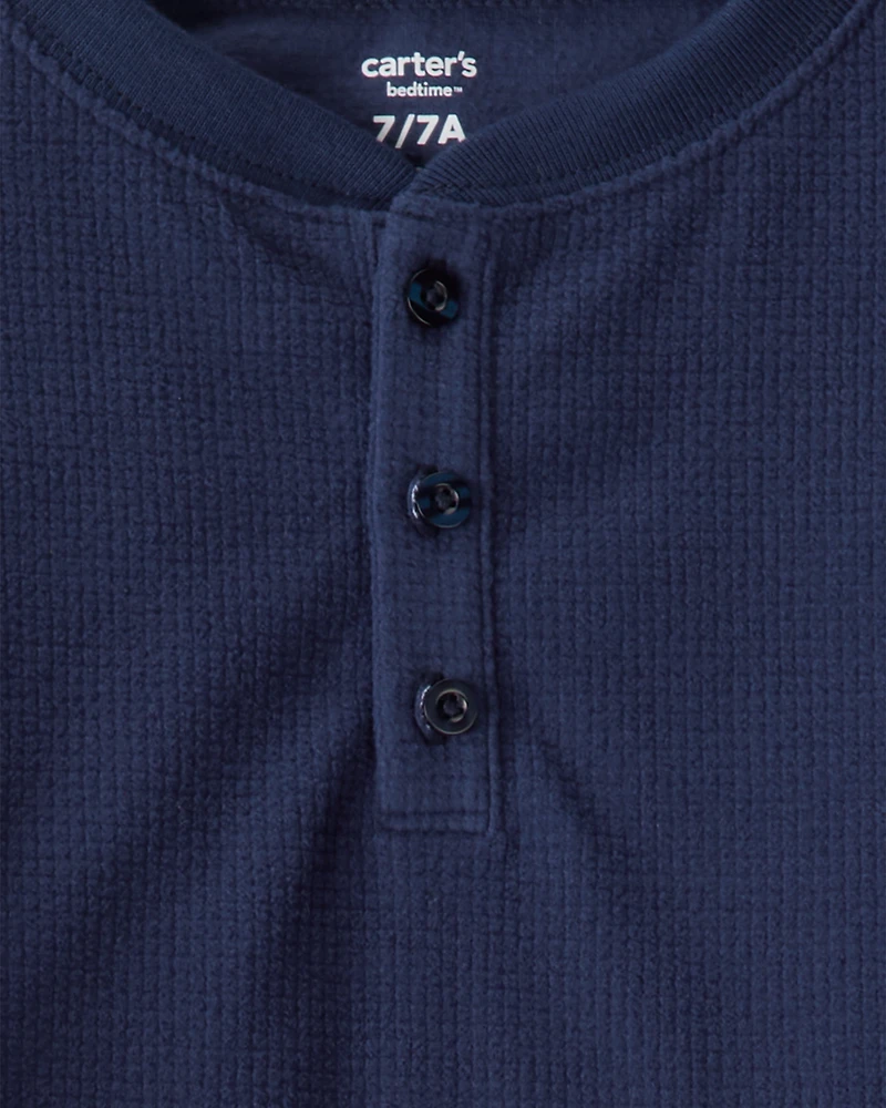 Boys Plaid Fleece Loose Fit 2-Piece Pajamas