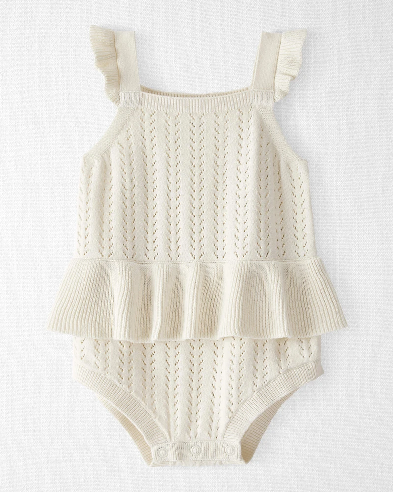 Baby Girl Organic Cotton Pointelle Bubble Cream