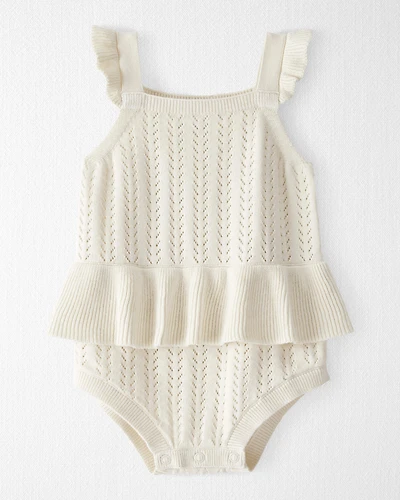 Baby Girl Organic Cotton Pointelle Bubble Cream