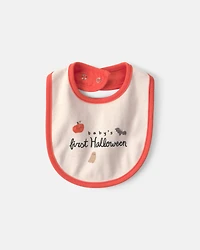 Baby 'Baby's First Halloween' Bib - Cream/Orange