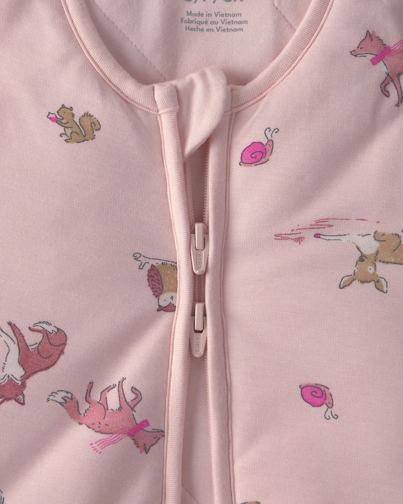 Baby Girl Woodland 2-Way Zip PurelySoft™ Wearable Blanket - Pink