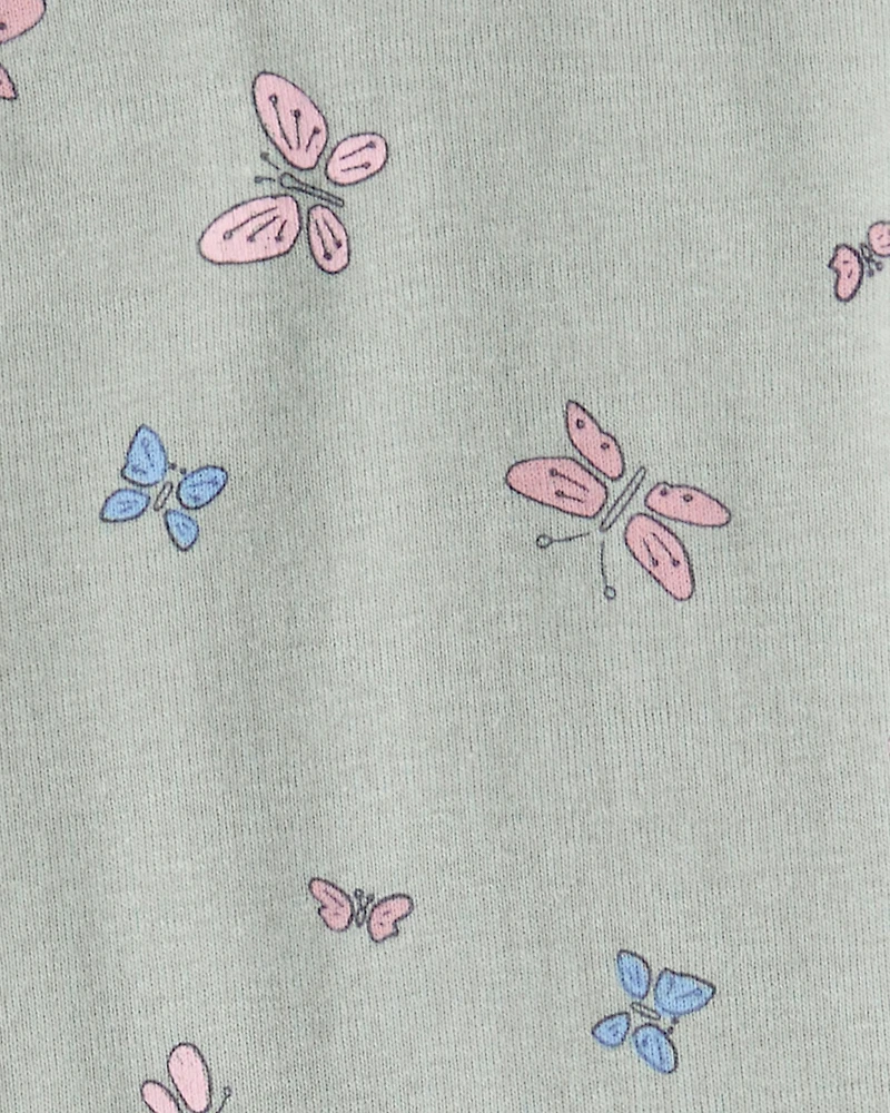 Baby Girl 3-Piece Butterfly Vest Outfit Set - Green