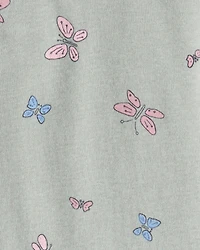 Baby Girl 3-Piece Butterfly Vest Outfit Set - Green