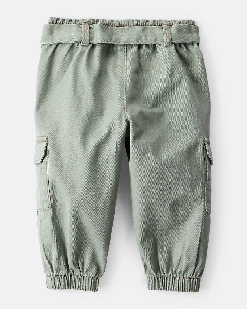 Baby Girl Cotton Cargo Joggers - Green