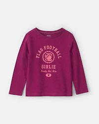 Girls 'Flag Football Girlie' Long-Sleeve Graphic Tee - Burgundy