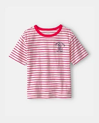 Boys Nautical Striped Graphic Tee - Red/Ivory