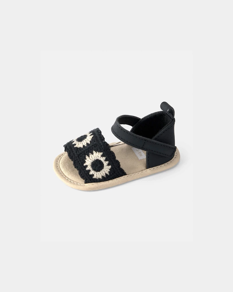 Baby Girl Crochet Sandals - Black