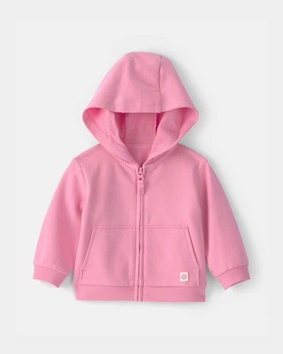 Baby Girl French Terry Zip-Up Hoodie - Pink