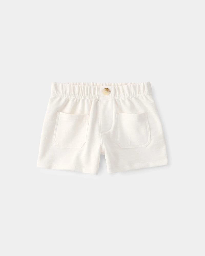 Toddler Girl 2-Piece Shell Top & Short Set - Yellow/White