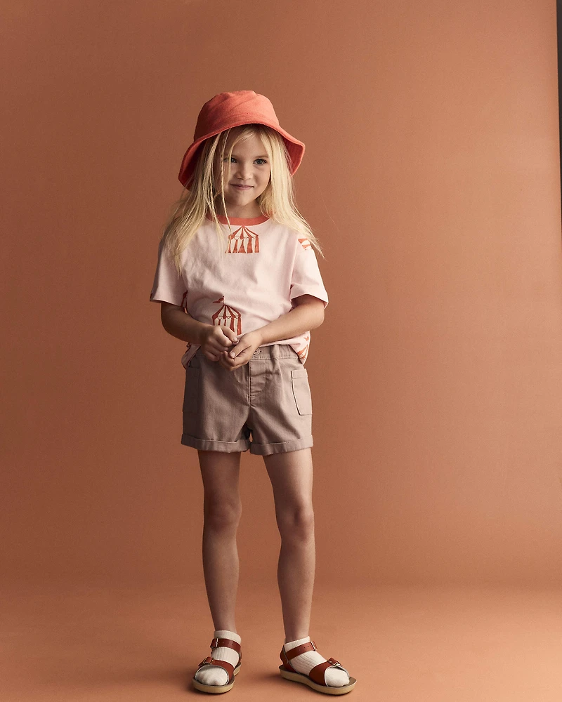 Toddler Girl Relaxed Graphic Tee Big Top Print - Light Pink