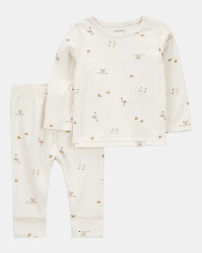 Baby 2-Piece Bird Print Long-Sleeve Tee & Pant Set