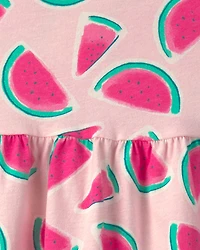 Toddler Girl Watermelon Sleeveless Dress - Pink