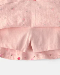 Toddler Girl 2-Piece Strawberry Top & Skort Set - Pink