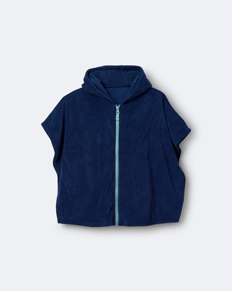 Toddler French-Terry Hooded Poncho Towel - Deep Night