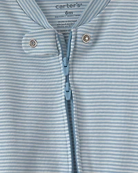Baby Boy 2-Pack Snug Fit Sleepers Stripe and Dino - Blue