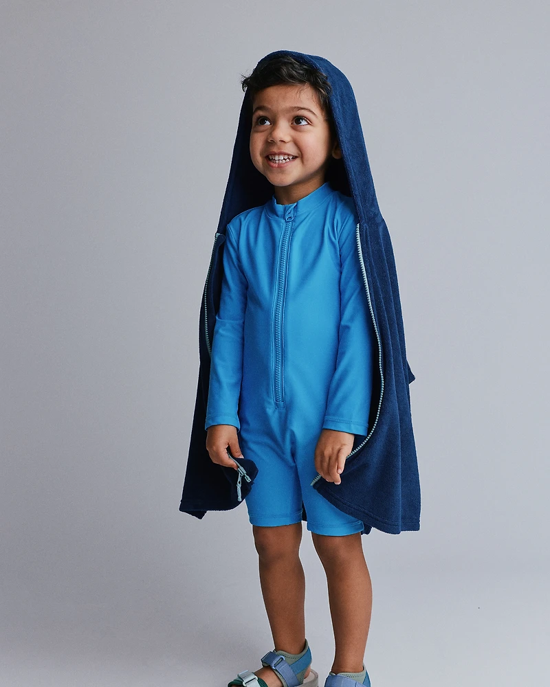 Toddler French-Terry Hooded Poncho Towel - Deep Night