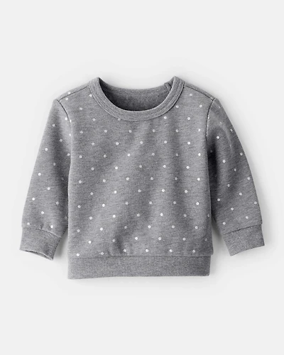 Baby Girl Polka Dot Fleece Sweatshirt - Grey