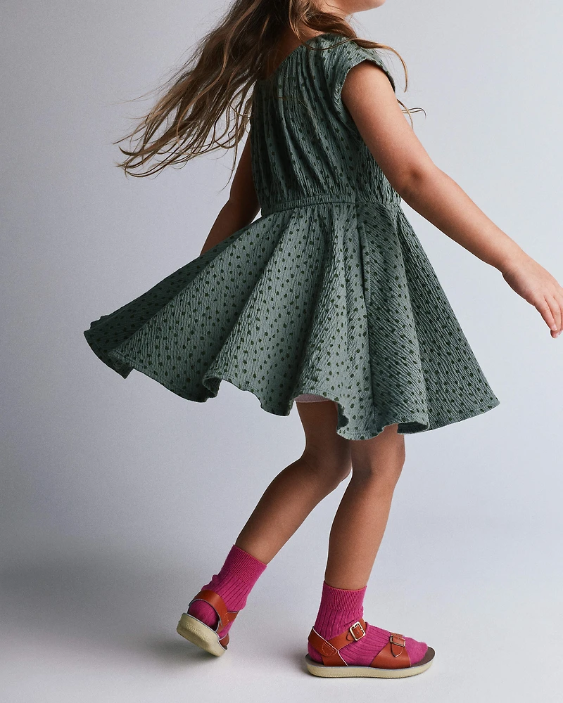 Toddler Girl Avenue Twirl™ Dress Dot Print - Olive
