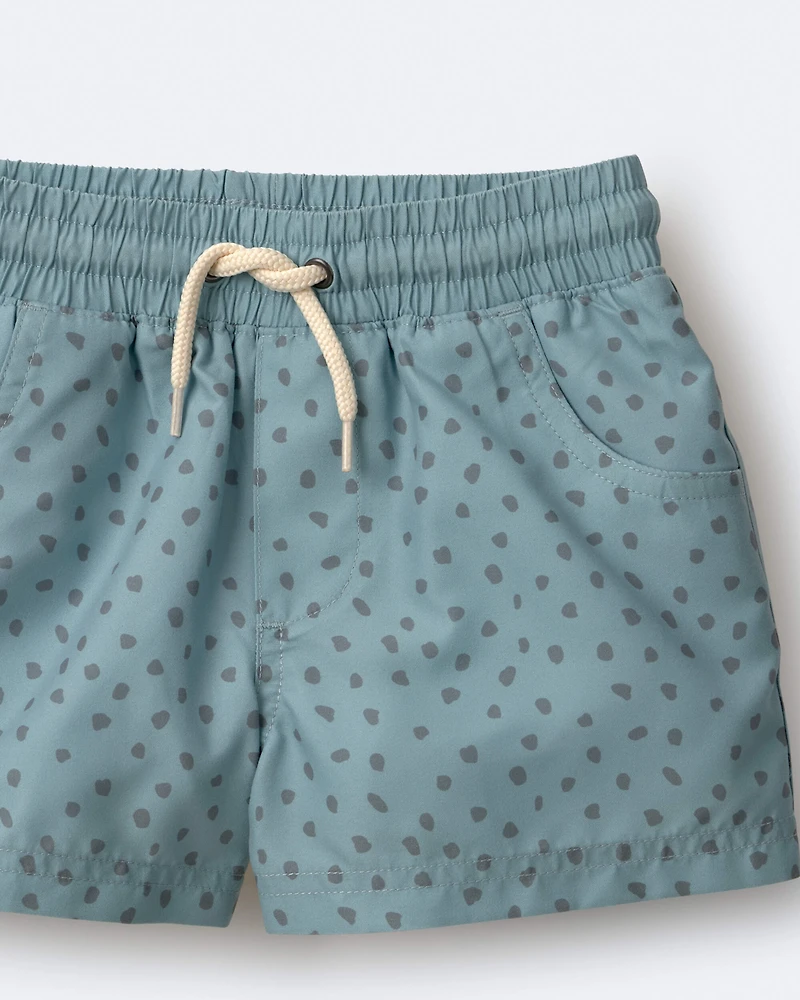 Toddler Boy Swim Trunk Dot Print - Pale Blue