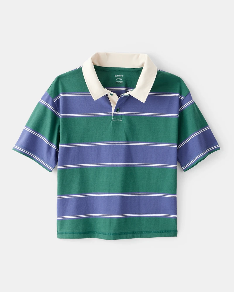 Boys Cotton Short-Sleeve Stripe Polo