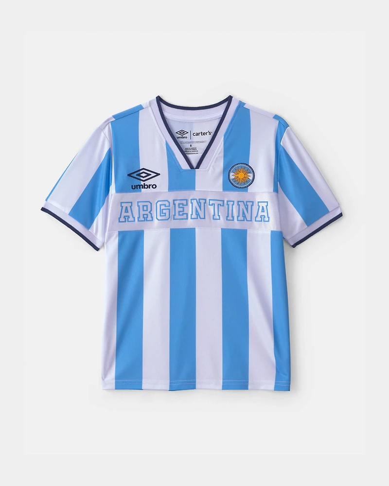 Kids 2-Piece Umbro Argentina Soccer Jersey & Short Set - Light Blue/White