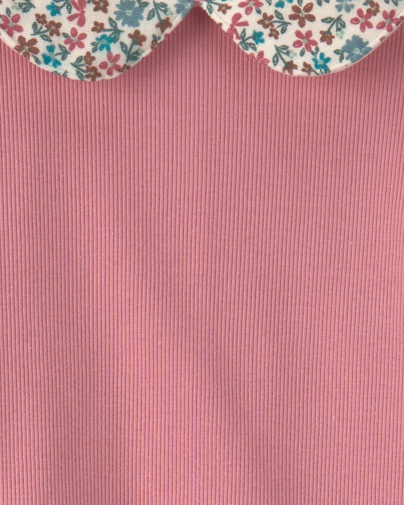 Girls 2-Piece Floral Fleece Long-Sleeve Top & Pant Set - Pink