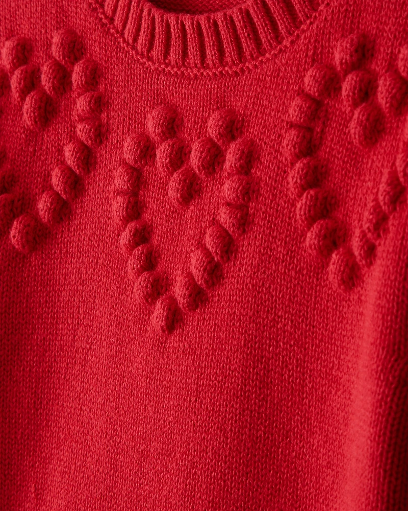 Toddler Girl Heart Long-Sleeve Sweater - Red