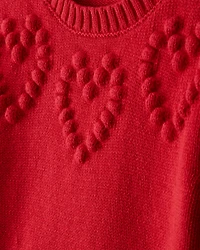 Toddler Girl Heart Long-Sleeve Sweater - Red