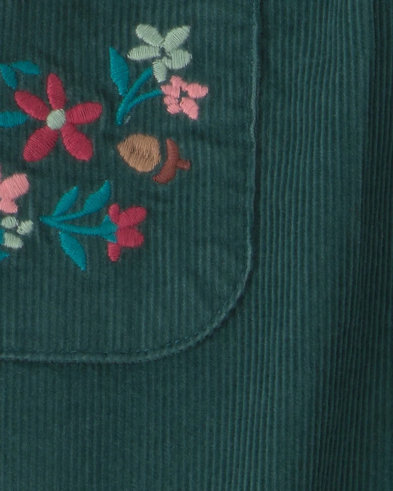 Toddler Girl Floral Corduroy Wide-Leg Pants - Green