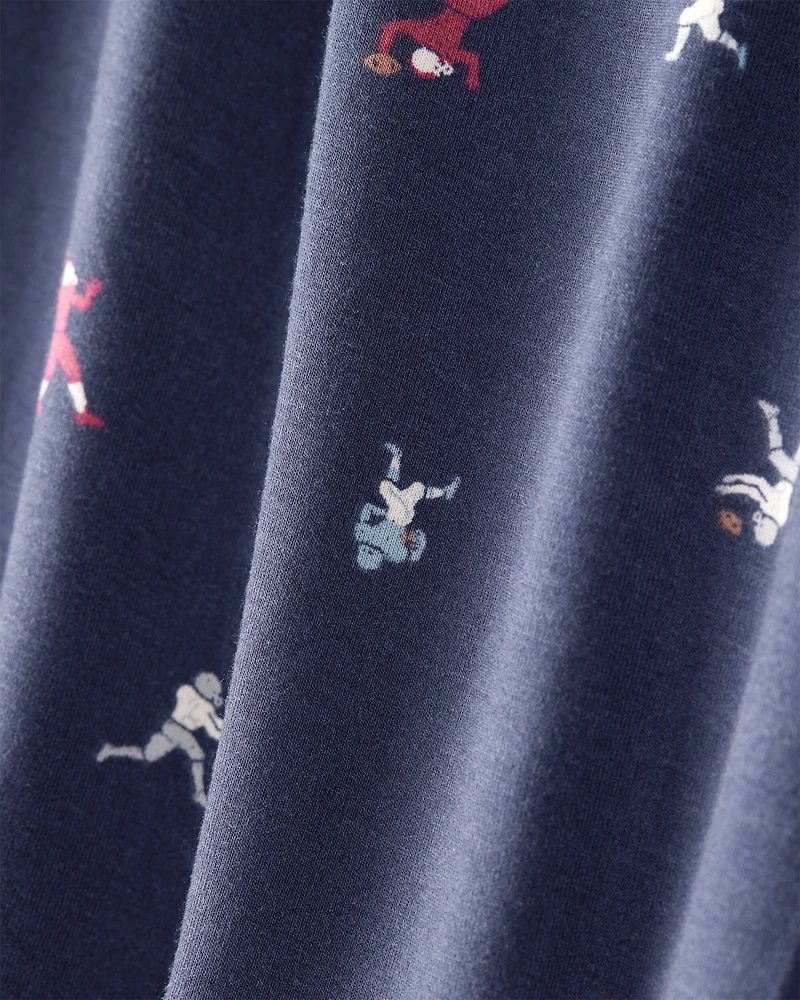 Boys Football Print PurelySoft Long-Sleeve 2-Piece Pyjamas - Navy Blue