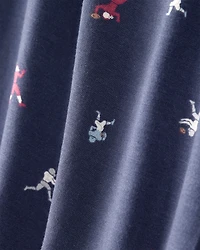 Boys Football Print PurelySoft Long-Sleeve 2-Piece Pyjamas - Navy Blue