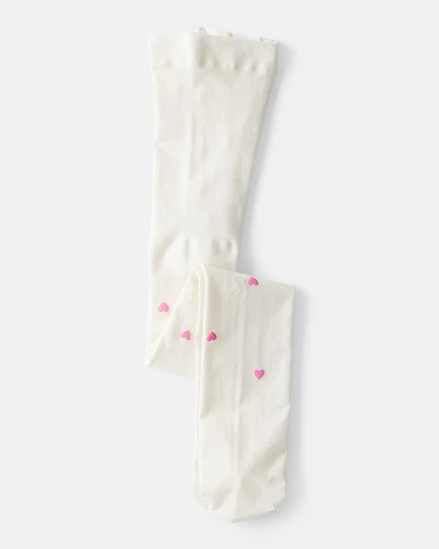 Toddler Girl Heart Tights - Pink/White