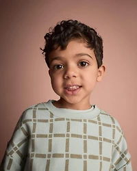 Toddler Otter Sweatshirt™ with Pockets Checkered Print - Light Blue
