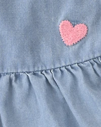 Baby Girl 3-Piece Cherry Chambray Sleeveless Top, Bodysuit & Short Set - Pink/Blue