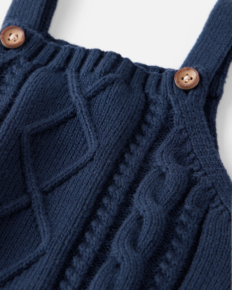 Baby Organic Cotton Cable Knit Overalls