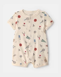 Baby Sports Short-Sleeve Romper - Ivory