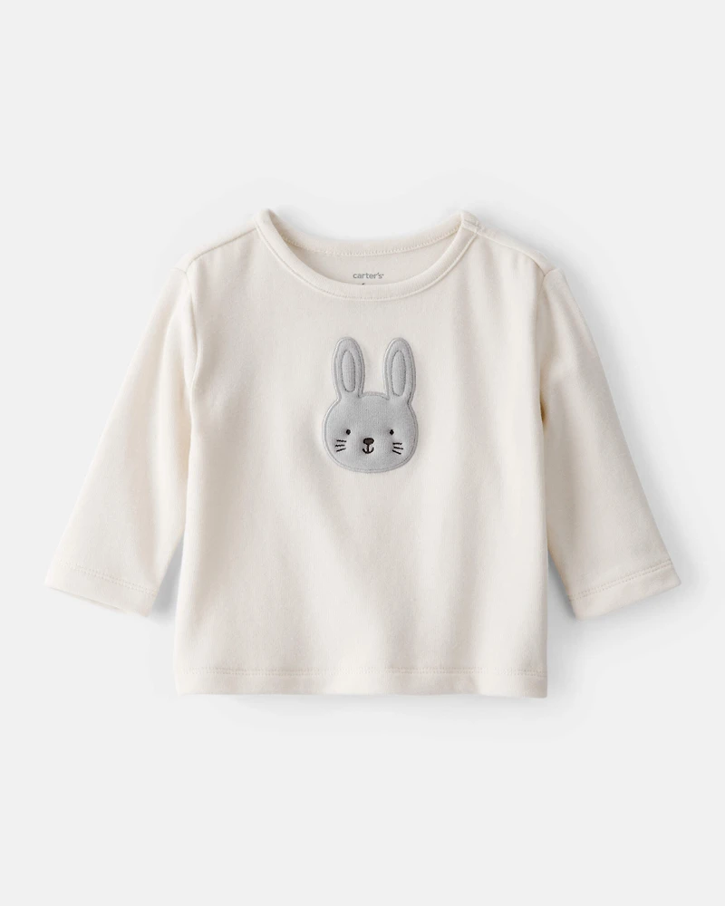 Baby Girl Bunny Long-Sleeve Tee - Ivory