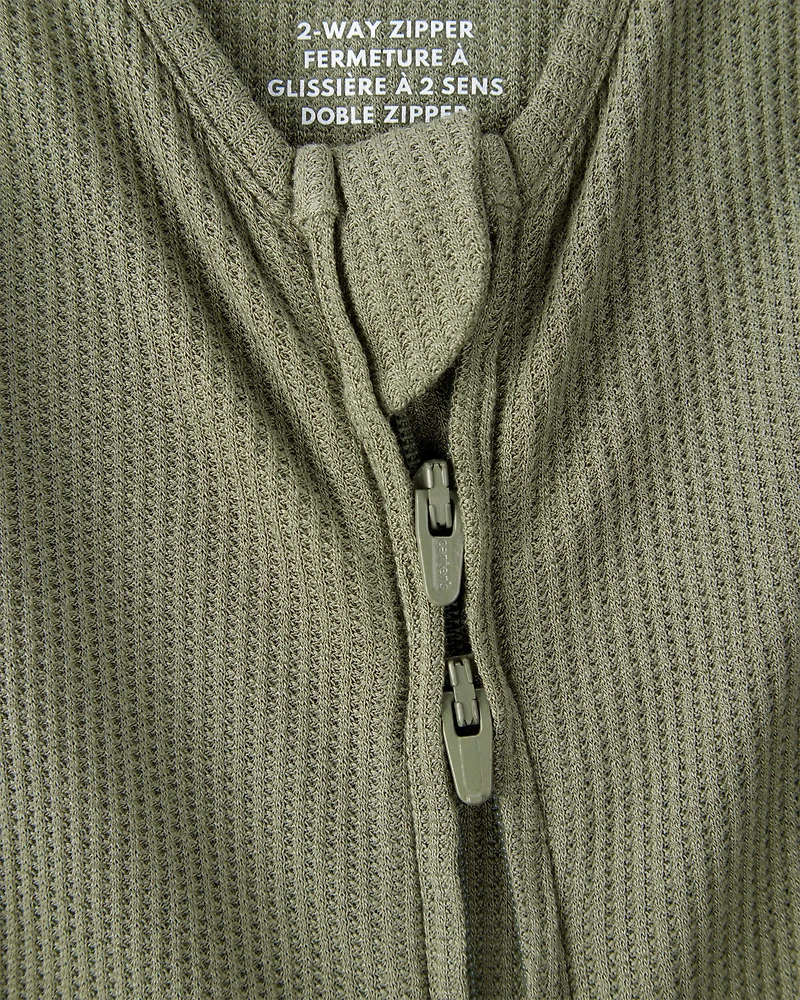 Baby Boy Solid 2-Way Zip PurelySoft Sleeper - Green