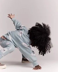 Toddler Wide-Arm Sweatshirt Rain Cloud Print - Pale Blue