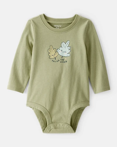 Baby Girl Auntie Cotton Long-Sleeve Graphic Bodysuit - Green