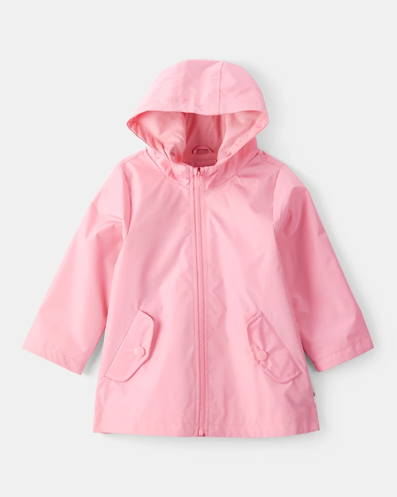Toddler Girl Solid Rain Jacket - Pink