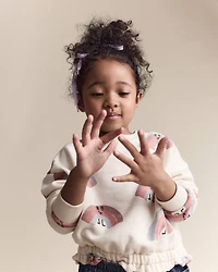 Toddler Girl Rainbow Paperbag Sweatshirt - Cream