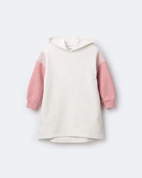 Toddler Girl Colourblock Long-Sleeve Hooded Sweatshirt Dress - Light Heather Grey