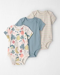 Baby 3-Pack Organic Cotton Bodysuits Veggie Fruit Print