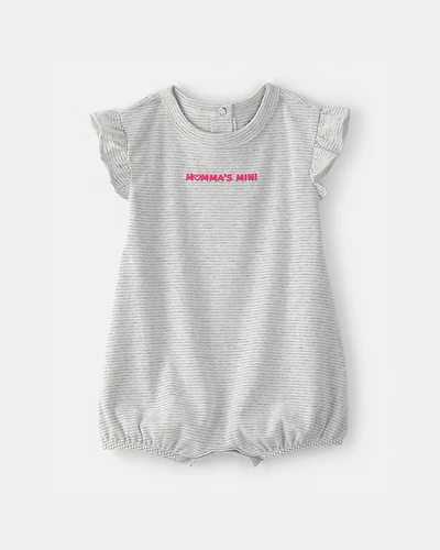 Baby Girl Momma's Mini' Short-Sleeve Romper - Grey