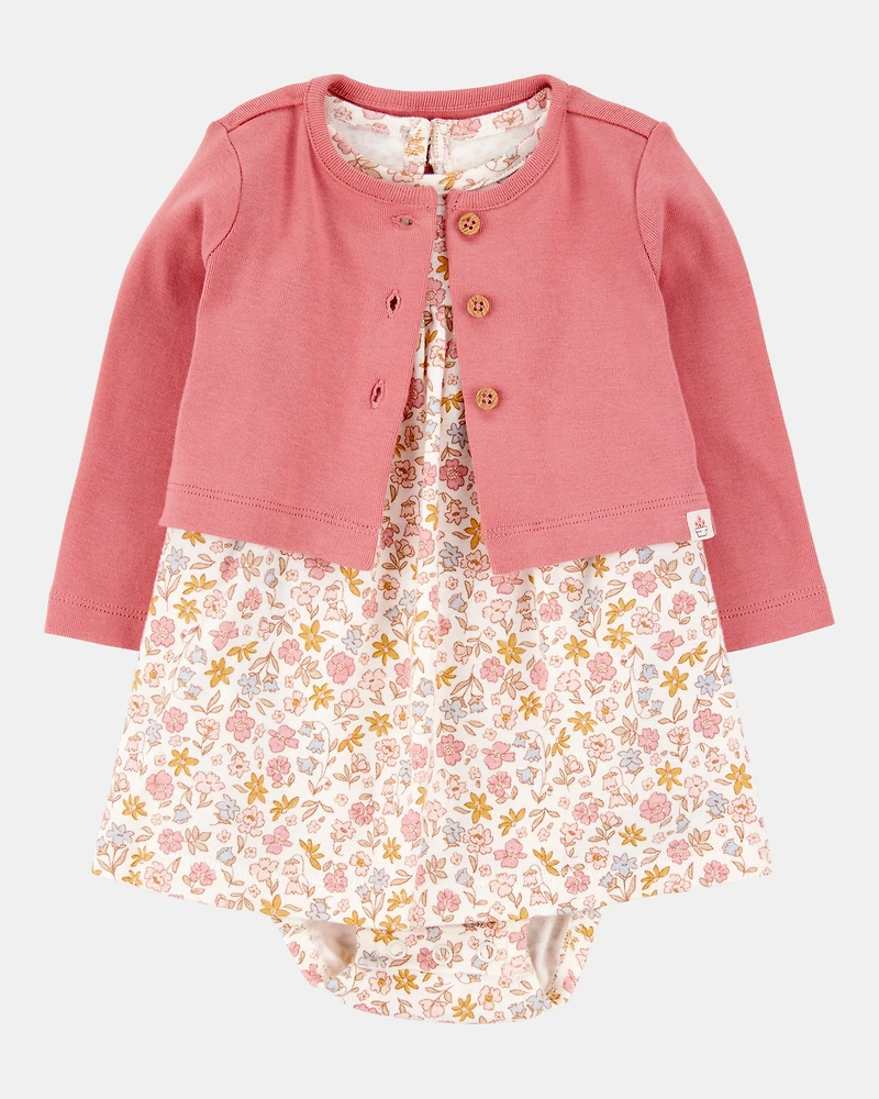 Baby 2-Piece Bodysuit Dress & Cardigan Set